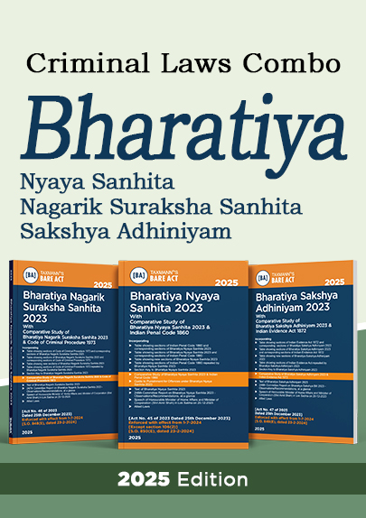 Taxmann Combo Bare Acts New Criminal Laws Bharatiya Nyaya Sanhita 2023, Bharatiya Nagarik Suraksha Sanhita 2023, Bharatiya Sakshaya Adhiniyam 2023 Set of 3 Books Edition 2025