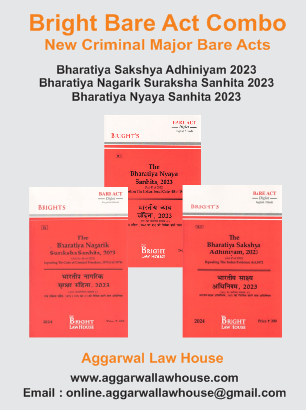 Bright Bare Act (Edition Diglot) Combo of New Criminal Major Bare Acts, Bharatiya Sakshya Adhiniyam 2023, Bharatiya Nagarik Suraksha Sanhita 2023, Bharatiya Nyaya Sanhita 2023 Edition 2024