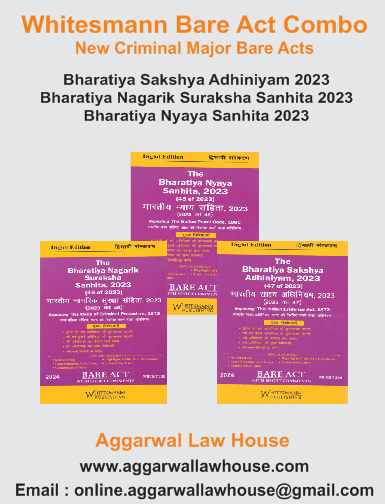 Whitesmann Bare Act Diglot Edition Combo of New Criminal Major Bare Acts Bharatiya Nyaya Sanhita 2023, Bharatiya Nagarik Suraksha Sanhita 2023, Bharatiya Sakshya Adhiniyam 2023 Edition 2024