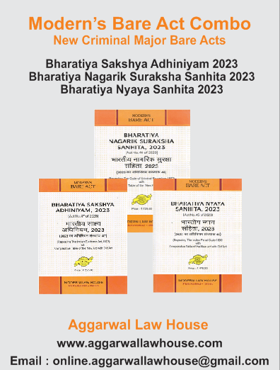 Modern Law House Bare Act Diglot Edition Combo of New Criminal Major Bare Acts Bharatiya Nyaya Sanhita 2023, Bharatiya Nagarik Suraksha Sanhita 2023, Bharatiya Sakshya Adhiniyam 2023 Edition 2024