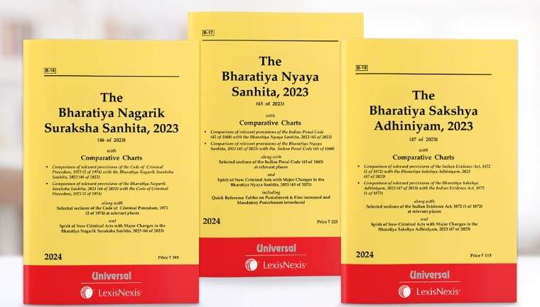 Universal Combo Bare Acts Set Bharatiya Nyaya Sanhita 2023, Bharatiya Nagarik Suraksha Sanhita, 2023 & Bharatiya Sakshya Adhiniyam, 2023 Edition 2024