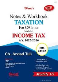 Bharat's Notes & Workbook TAXATION For CA Inter (Module-1,2,3 and 4) INCOME TAX By CA. Arvind Tuli 24th Edition New Syllabus for May/Sep. 2025 & Jan. 2026 Exams