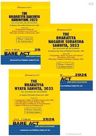 Commerical's Bare Act Combo Of New Criminal Major Bare Acts Bharatiya Nyaya Sanhita 2023, Bharatiya Nagarik Suraksha Sanhita 2023, Bharatiya Sakshya Adhiniyam 2023 Edition 2024