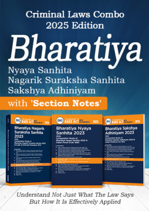 Taxmann Criminal Laws Combo [Bare Act with Section Notes] – Bharatiya Nyaya Sanhita (BNS) | Bharatiya Nagarik Suraksha Sanhita (BNSS) | Bharatiya Sakshya Adhiniyam (BSA) | Set of 3 Books Edition 2025