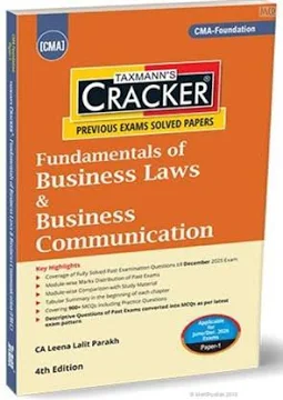 Taxmann Cracker Fundamental of Business Laws & Communication for CMA Foundation Paper-1 Applicable for June2026/Dec 2026 Exams 4rd Edition 2026
