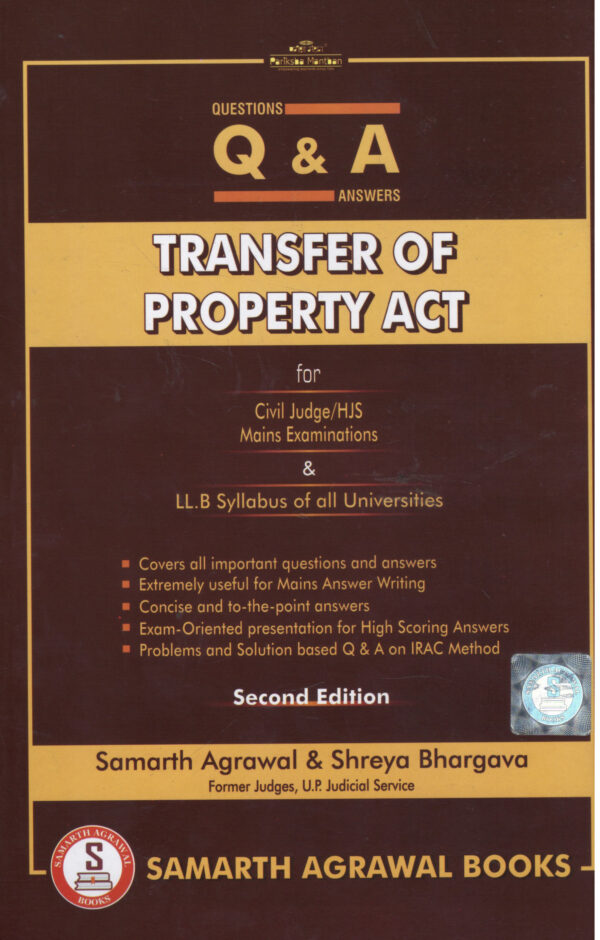 Pariksha Manthan Q&A Transfer Property Act by Shreya Bhargawa & Samarth Agrawal 2nd Edition 2026-27