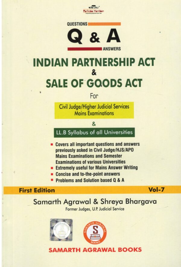 Pariksha Manthan Q&A Indian Partnership Act & Sale of Goods Act by Shreya Bhargava & Samarth Agrawal 1st Edition 2023