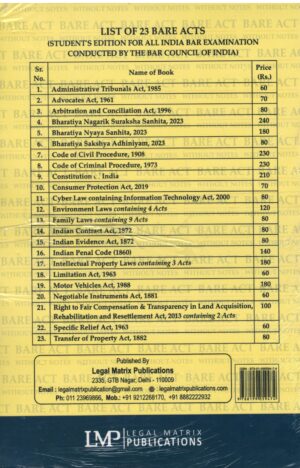 LMP Bare Act Without Notes All India Bar Exam set of 23 Edition 2026