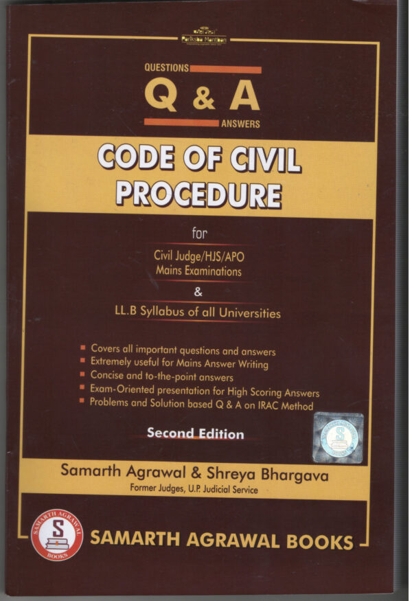 Pariksha manthan Q & A Code Of Civil Procedure By Samarth Agrawal & Shreya Bhargava 2nd Edition Edition 2026-27
