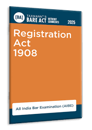 Taxmann Bare Act Without Comments 2025 Registration Act 1908 AIBE Editon 2025