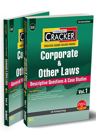 Taxmann CA Inter Law Cracker Corporate & other Laws in 2 vol. By CA Pankaj Garg Jan 26 Exam