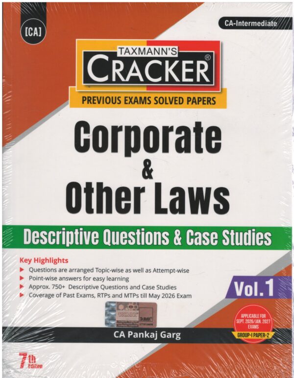 Taxmann CA Inter Law Cracker Corporate & other Laws in 2 vol. By CA Pankaj Garg Applicable for sept.2026/Jan.2027 Exam Exam