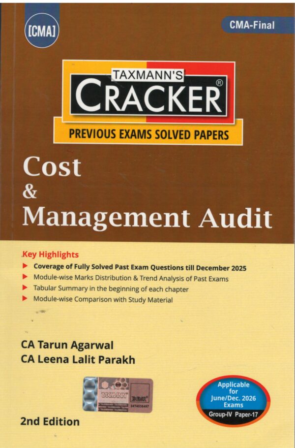 Taxmann Cracker CMA Final Cost & Management Audit By CA.Tarun Agarwal For June 2026 /Dec.2026 Exam