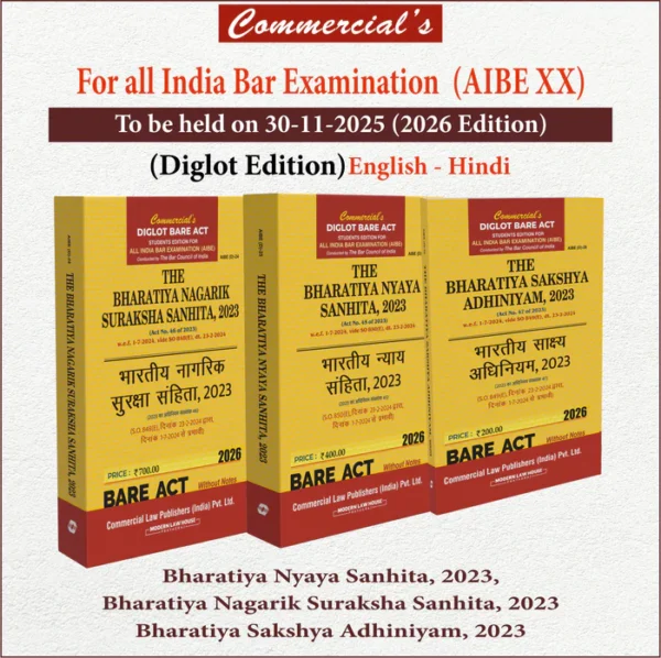 Commercial Diglot Bare Act Students Edition For All India Bar Exam BSA , BNA ,BNSS ,Without Notes Edition 2026
