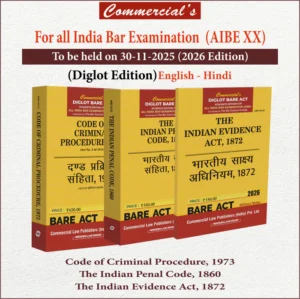 Commercial Diglot Bare Act Students Edition For All India Bar Exam IPC, CRPC, Evidence Without Notes Edition 2026