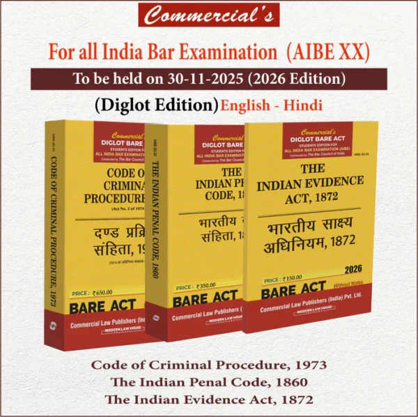 Commercial Diglot Bare Act Students Edition For All India Bar Exam Set of 24 Without Notes Edition 2026