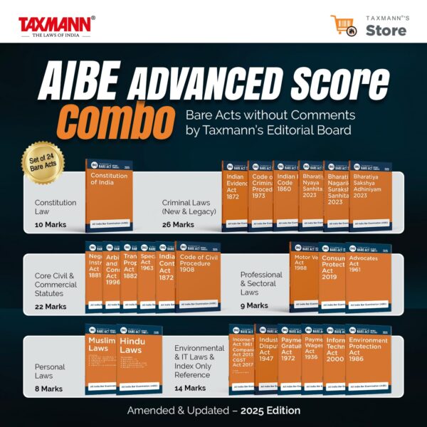 Taxmann Bare Acts without Comments with Section-wise All India Bar Exam Edition 2025
