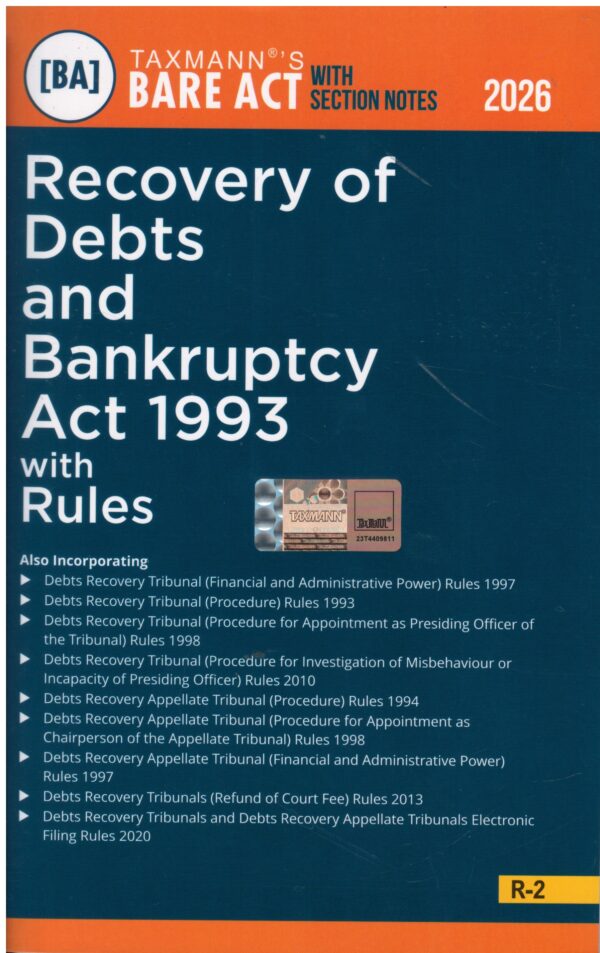 Taxmann Bare Act with Section Notes Recovery of Debts And Bankruptcy Act 1993 with Rules Edition 2026