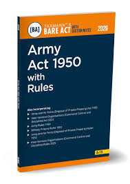 Taxmann Bare Act with Section Notes Army Act 1950 with Rules Edition 2026