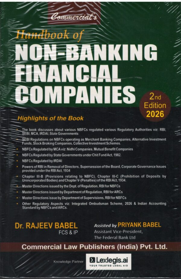 Commercial Law House Handbook of NON-Banking Financial Companies By Dr.Rajeev Babel & Priyank Babel Edition 2026