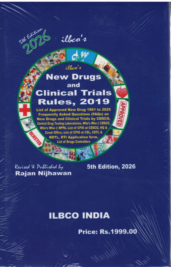 ILBCO india New Druga and Clinical Trial Rules 2019 By Rajan Nijhawan 5nd Edition 2026