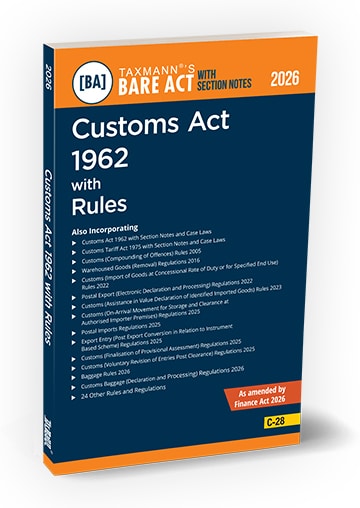 Taxmann's BARE ACT Customs Act 1962 with Rules  C-28 by CA Kishore Harjani Edition 2026