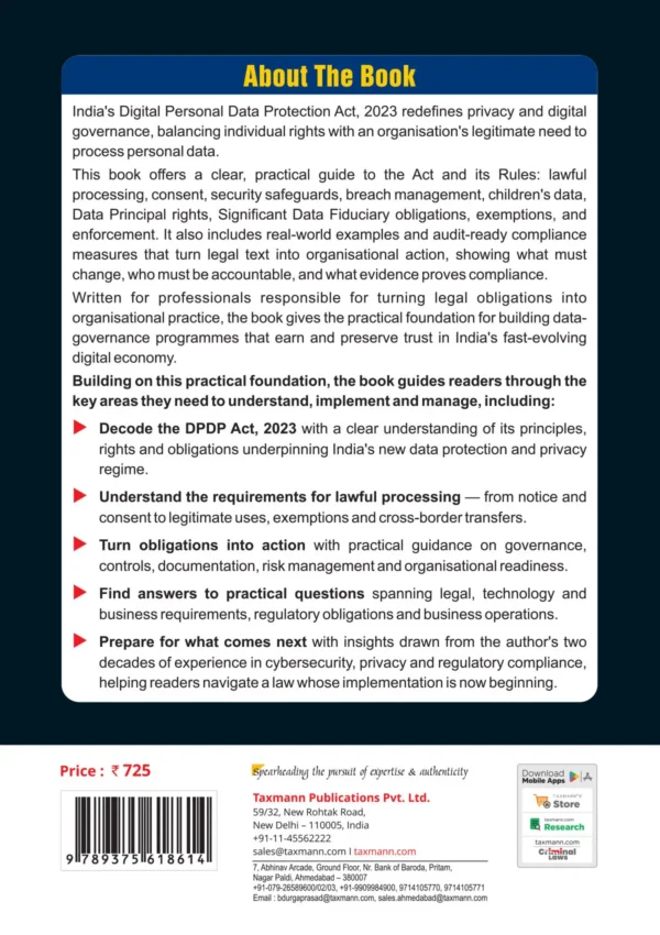 Taxmann Digital Personal Data Protection – An Essential Guide to India's DPDP Law By Narasimhan Elangovan Edition 2026