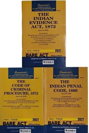 Commercial's Set of 3 Bare Acts without Notes The Indian Penal Code 1860, The Code of Criminal Procedure 1973 , The Indian Evidence Act 1872 for ALL INDIA BAR EXAMINATION (AIBE) Edition 2027