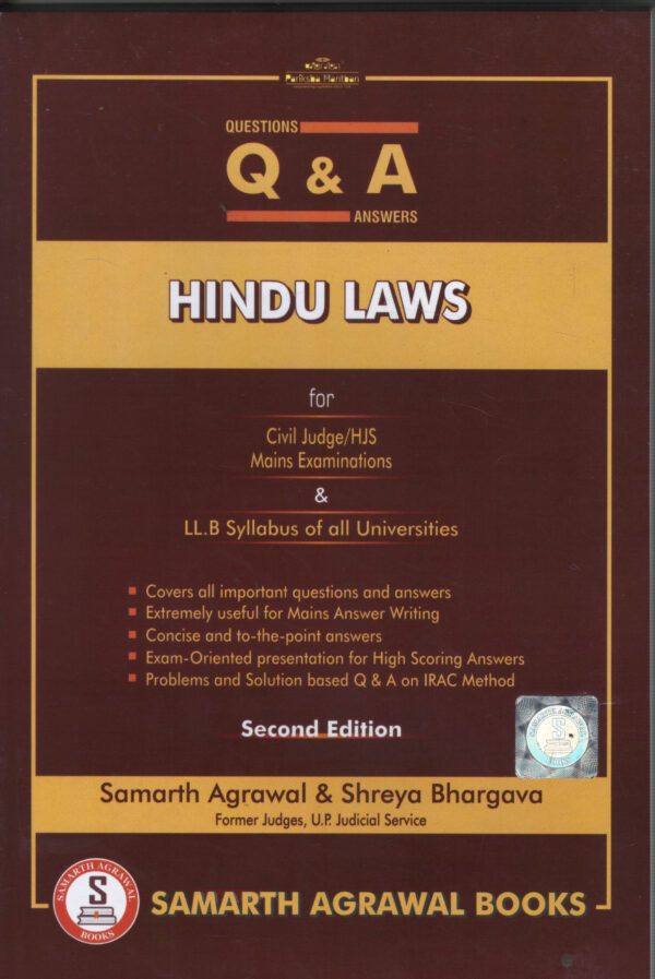 Samarth Agrawal Books Q & A Hindu Laws By Samarth Agrawal & Shreya Bhargava Second Edition 2026-27