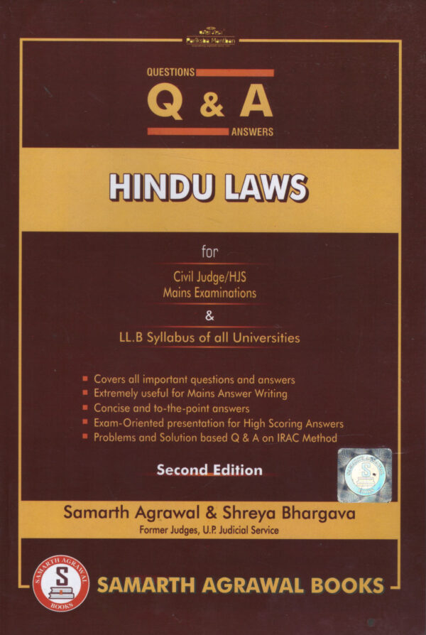 Samarth Agrawal Books Q & A Hindu Laws By Samarth Agrawal & Shreya Bhargava Second Edition 2026-27